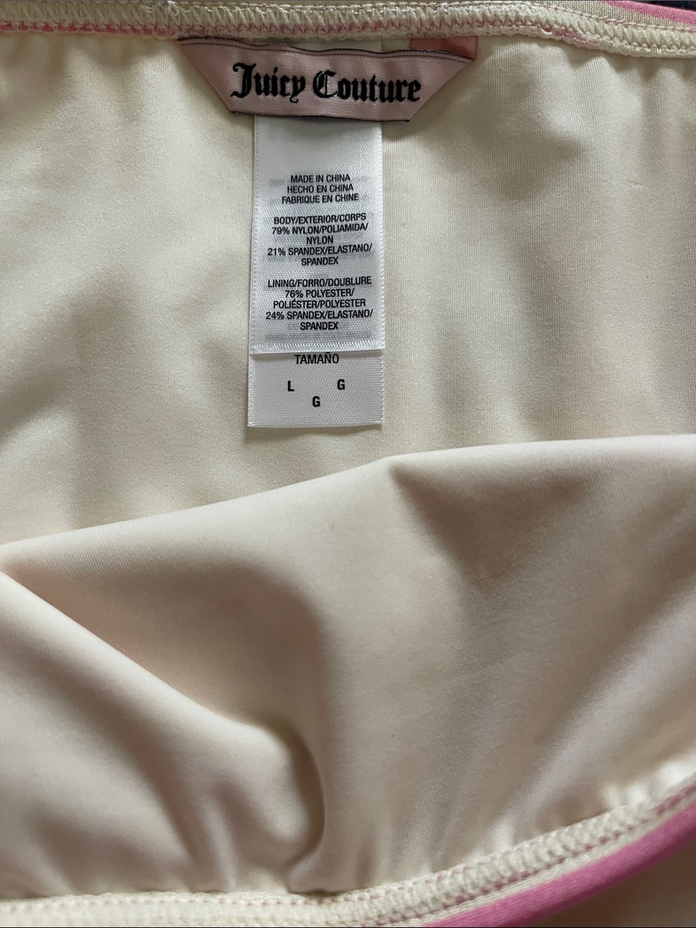 Juicy Couture Pink & White Striped Bikini Bottoms with Lace Trim - Picture 3 of 4